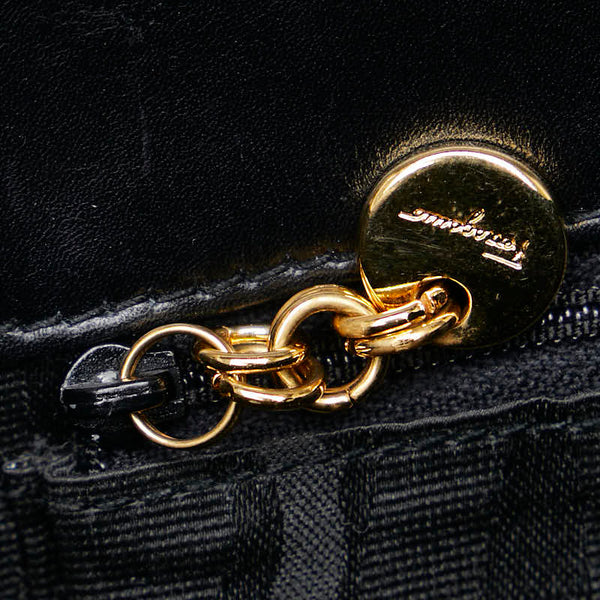 サルヴァトーレフェラガモ ガンチーニ ハンドバッグ ショルダーバッグ 2WAY ブラック レザー レディース Salvatore Ferragamo 【中古】