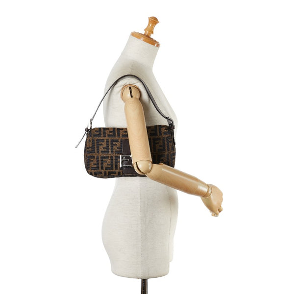 フェンディ ズッカ マンマバケット ワンショルダーバッグ ハンドバッグ ブラウン キャンバス レザー レディース FENDI 【中古】