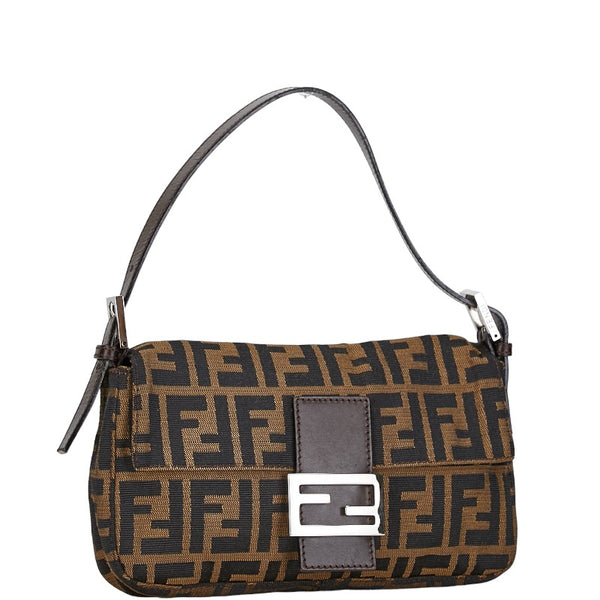 フェンディ ズッカ マンマバケット ワンショルダーバッグ ハンドバッグ ブラウン キャンバス レザー レディース FENDI 【中古】