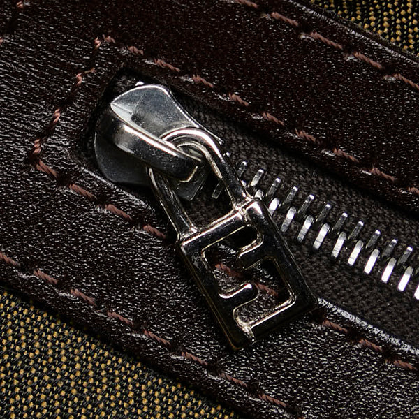 フェンディ ズッカ マンマバケット ワンショルダーバッグ ハンドバッグ ブラウン キャンバス レザー レディース FENDI 【中古】