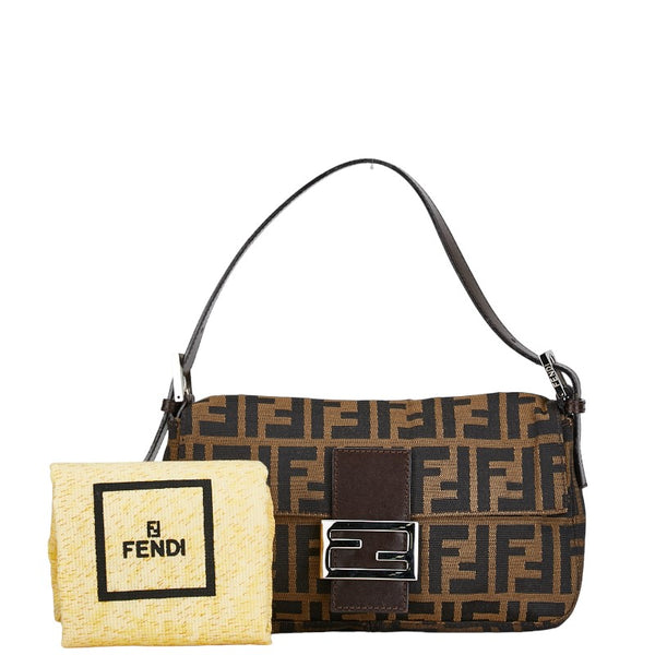 フェンディ ズッカ マンマバケット ワンショルダーバッグ ハンドバッグ ブラウン キャンバス レザー レディース FENDI 【中古】