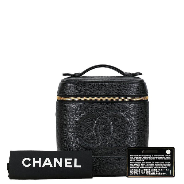 シャネル ココマーク ハンドバッグ バニティバッグ ブラック ゴールド キャビアスキン レディース CHANEL 【中古】