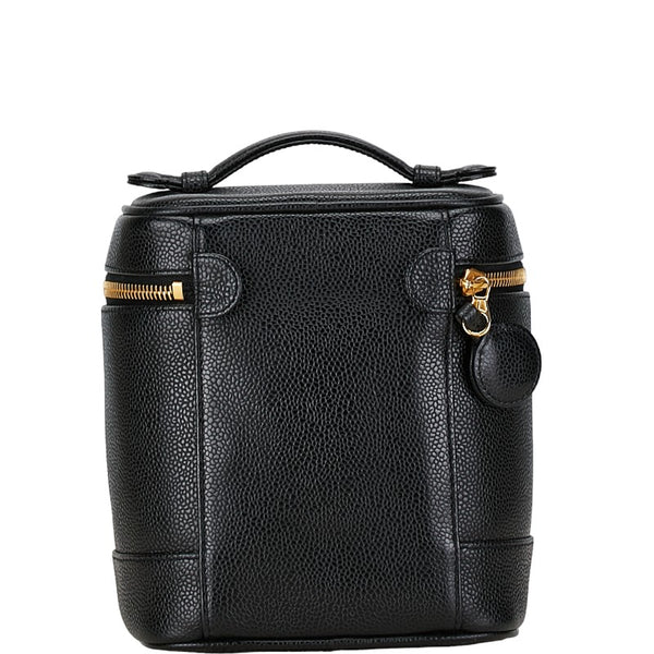 シャネル ココマーク ハンドバッグ バニティバッグ ブラック ゴールド キャビアスキン レディース CHANEL 【中古】