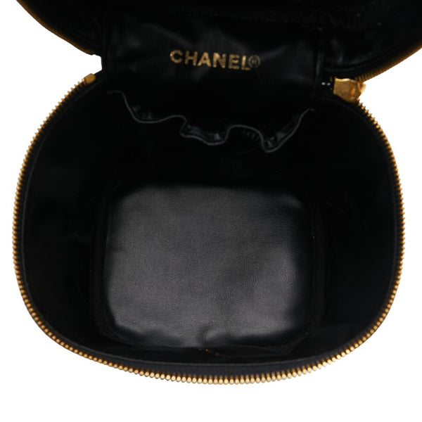 シャネル ココマーク ハンドバッグ バニティバッグ ブラック ゴールド キャビアスキン レディース CHANEL 【中古】