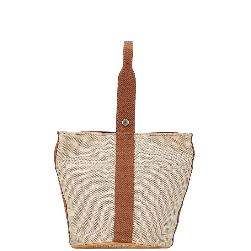 エルメス サクソーMM ハンドバッグ トートバッグ ベージュ ブラウン トワルアッシュ レディース HERMES 【中古】