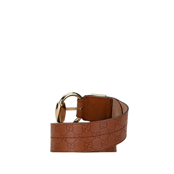 グッチ グッチシマ ベルト サイズ：85 181465 ブラウン ゴールド レザー レディース GUCCI 【中古】