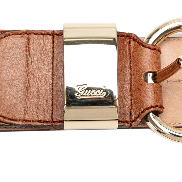 グッチ グッチシマ ベルト サイズ：85 181465 ブラウン ゴールド レザー レディース GUCCI 【中古】