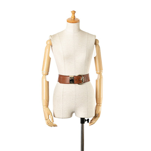 グッチ グッチシマ ベルト サイズ：85 181465 ブラウン ゴールド レザー レディース GUCCI 【中古】