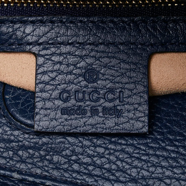 グッチ バンブー ニムフェア ハンドバッグ ショルダーバッグ 2WAY 459076 ネイビー レザー レディース GUCCI 【中古】