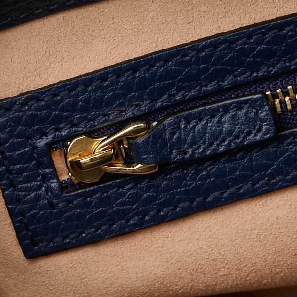 グッチ バンブー ニムフェア ハンドバッグ ショルダーバッグ 2WAY 459076 ネイビー レザー レディース GUCCI 【中古】