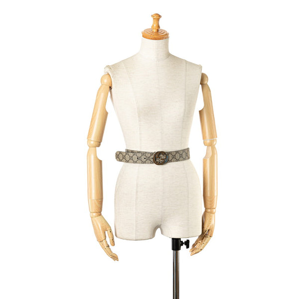 グッチ GGスプリーム ベルト サイズ：85/34 473030 ベージュ シルバー PVC レディース GUCCI 【中古】