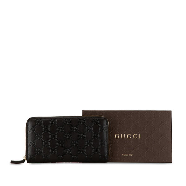 グッチ グッチシマ 長財布 ラウンドファスナー 363423 ブラウン レザー レディース GUCCI 【中古】