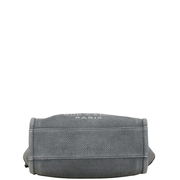 シャネル ドーヴィルPM チェーン トートバッグ ハンドバッグ グレー シルバー キャンバス レザー レディース CHANEL 【中古】