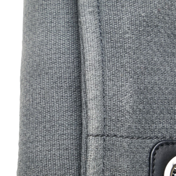 シャネル ドーヴィルPM チェーン トートバッグ ハンドバッグ グレー シルバー キャンバス レザー レディース CHANEL 【中古】