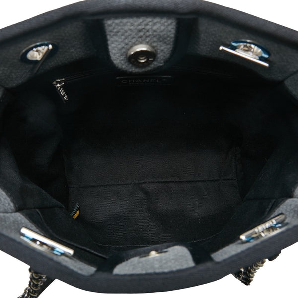 シャネル ドーヴィルPM チェーン トートバッグ ハンドバッグ グレー シルバー キャンバス レザー レディース CHANEL 【中古】