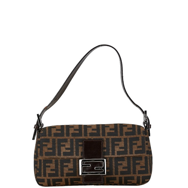 フェンディ ズッカ マンマバケット ショルダーバッグ ハンドバッグ 26424 ブラウン キャンバス レザー レディース FENDI 【中古】