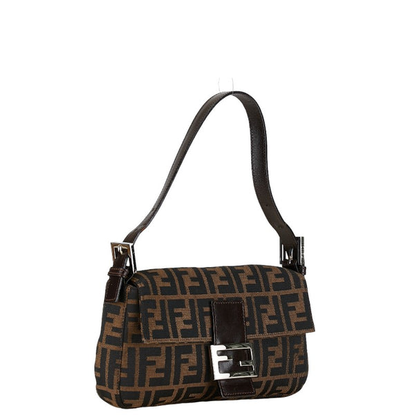 フェンディ ズッカ マンマバケット ショルダーバッグ ハンドバッグ 26424 ブラウン キャンバス レザー レディース FENDI 【中古】