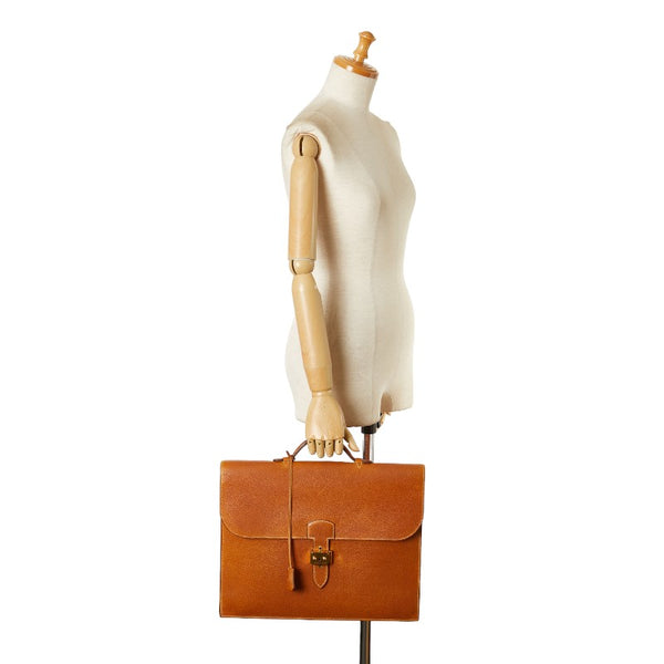 エルメス サックアデペッシュ38 ビジネスバッグ ブリーフケース ブラウン クシュベル レディース HERMES 【中古】
