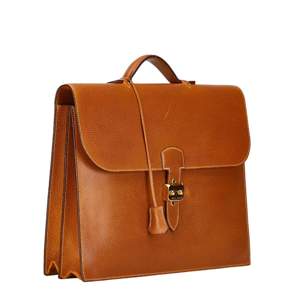 エルメス サックアデペッシュ38 ビジネスバッグ ブリーフケース ブラウン クシュベル レディース HERMES 【中古】