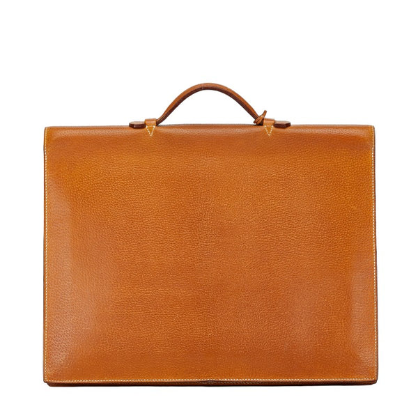 エルメス サックアデペッシュ38 ビジネスバッグ ブリーフケース ブラウン クシュベル レディース HERMES 【中古】