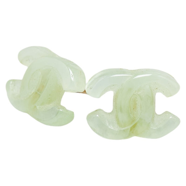 シャネル ココマーク クリア ピアス ゴールド グリーン メッキ プラスチック レディース CHANEL 【中古】