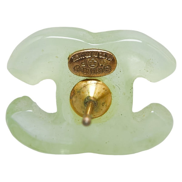 シャネル ココマーク クリア ピアス ゴールド グリーン メッキ プラスチック レディース CHANEL 【中古】