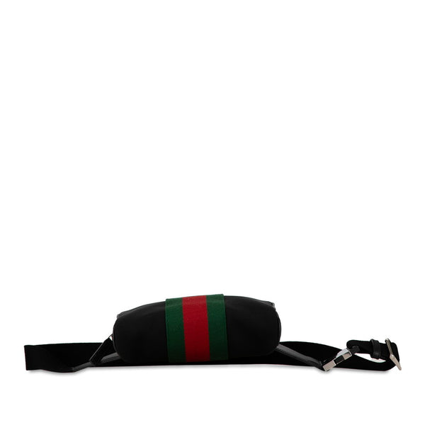 グッチ ロゴ ウエストバッグ ボディバッグ ショルダーバッグ 630919 ブラック キャンバス レザー メンズ GUCCI 【中古】