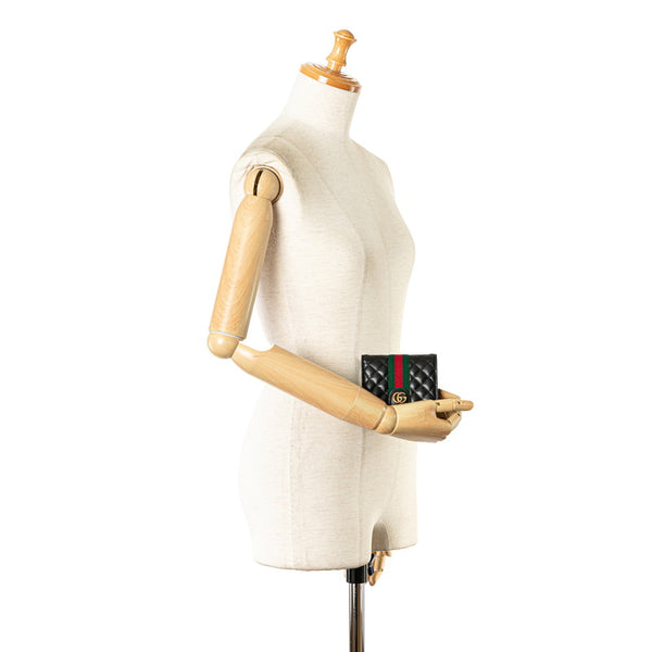 グッチ GGマーモント ダブルG キルティング 二つ折り財布 536453 ブラック レザー レディース GUCCI 【中古】