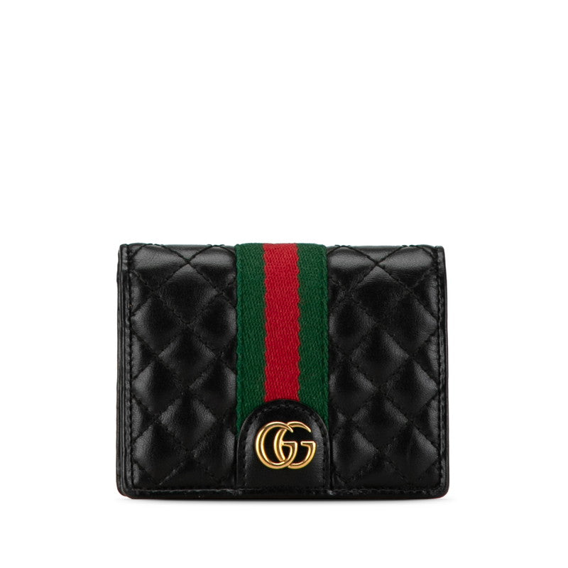 グッチ GGマーモント ダブルG キルティング 二つ折り財布 536453 ブラック レザー レディース GUCCI 【中古】