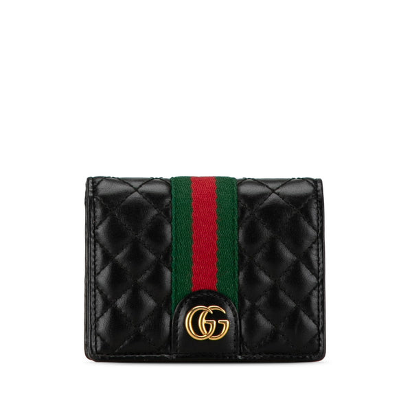 グッチ GGマーモント ダブルG キルティング 二つ折り財布 536453 ブラック レザー レディース GUCCI 【中古】