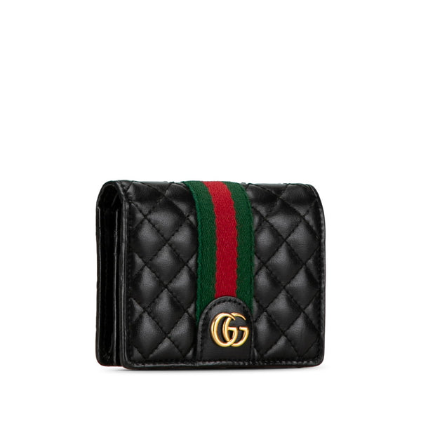 グッチ GGマーモント ダブルG キルティング 二つ折り財布 536453 ブラック レザー レディース GUCCI 【中古】