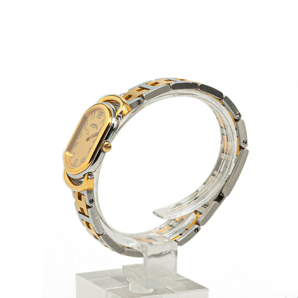 エルメス ラリー 腕時計 RA1.240 クオーツ ゴールド文字盤 ステンレススチール メッキ レディース HERMES 【中古】