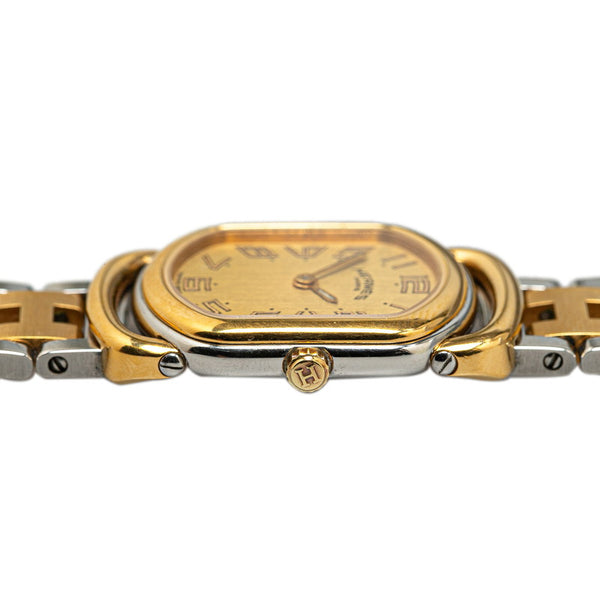 エルメス ラリー 腕時計 RA1.240 クオーツ ゴールド文字盤 ステンレススチール メッキ レディース HERMES 【中古】
