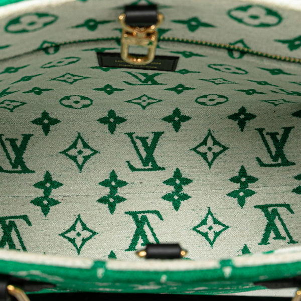ルイ ヴィトン モノグラム ジャガード ベルベット LVマッチ オンザゴー PM ハンドバッグ ショルダーバッグ２WAY M46216 グリーン ゴールド ベロア レザー レディース LOUIS VUITTON 【中古】