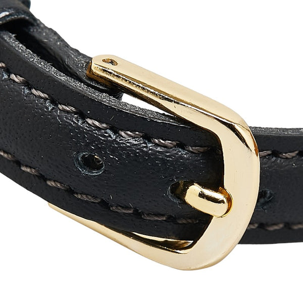 グッチ 腕時計 3000.2.L クオーツ ブラック文字盤 メッキ レザー レディース GUCCI 【中古】