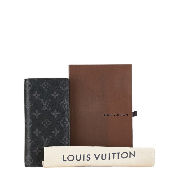 ルイ ヴィトン モノグラム エクリプス ポルトフォイユ ブラザ  長財布 M61697 グレー PVC レザー メンズ LOUIS VUITTON 【中古】
