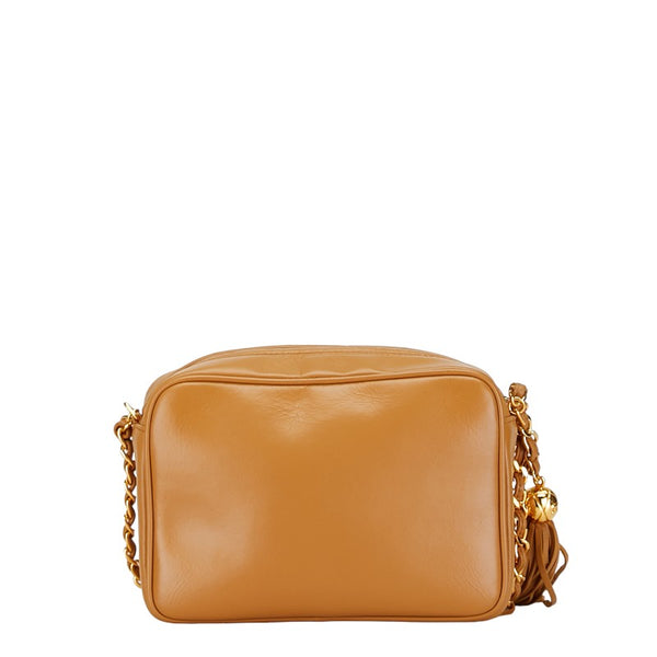 シャネル トリプルココマーク フリンジ ショルダーバッグ キャメル ブラウン ゴールド レザー レディース CHANEL 【中古】