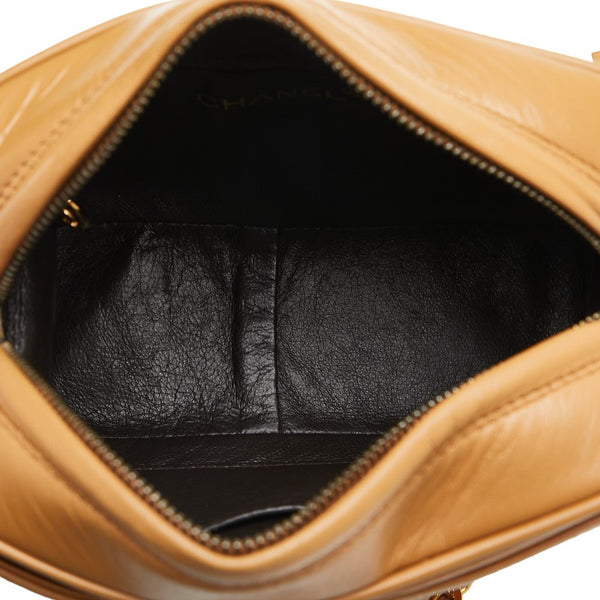 シャネル トリプルココマーク フリンジ ショルダーバッグ キャメル ブラウン ゴールド レザー レディース CHANEL 【中古】