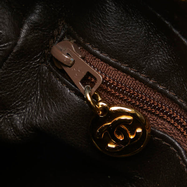 シャネル トリプルココマーク フリンジ ショルダーバッグ キャメル ブラウン ゴールド レザー レディース CHANEL 【中古】