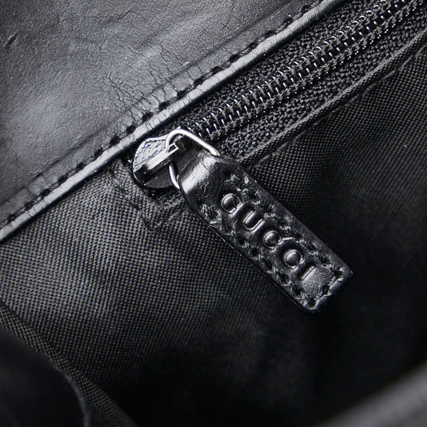 グッチ ジャンボGGキャンバス ジャッキー  ハンドバッグ 002  1068 ブラック シルバー キャンバス レザー レディース GUCCI 【中古】