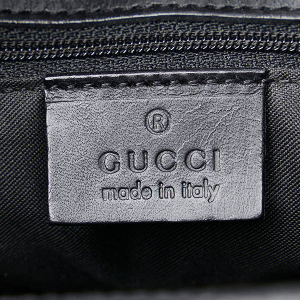 グッチ ジャンボGGキャンバス ジャッキー  ハンドバッグ 002  1068 ブラック シルバー キャンバス レザー レディース GUCCI 【中古】