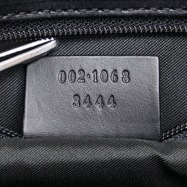 グッチ ジャンボGGキャンバス ジャッキー  ハンドバッグ 002  1068 ブラック シルバー キャンバス レザー レディース GUCCI 【中古】