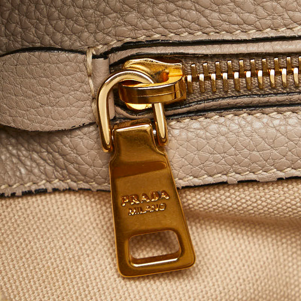 プラダ 三角ロゴプレート ハンドバッグ ショルダーバッグ 2WAY BN2769 グレージュ レザー レディース PRADA 【中古】