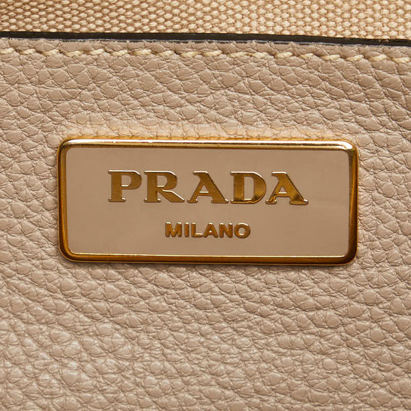 プラダ 三角ロゴプレート ハンドバッグ ショルダーバッグ 2WAY BN2769 グレージュ レザー レディース PRADA 【中古】