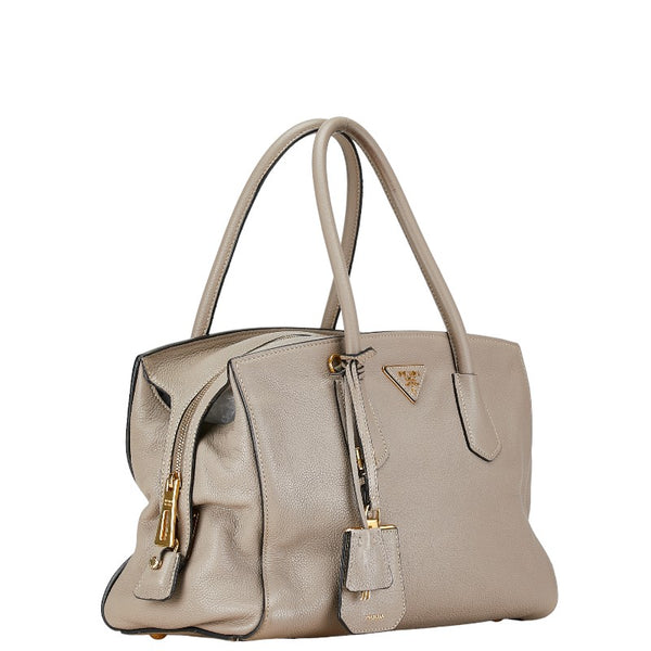 プラダ 三角ロゴプレート ハンドバッグ ショルダーバッグ 2WAY BN2769 グレージュ レザー レディース PRADA 【中古】