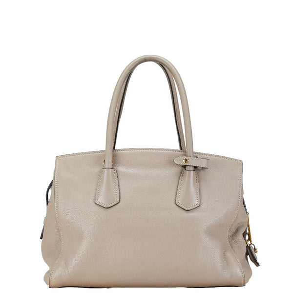 プラダ 三角ロゴプレート ハンドバッグ ショルダーバッグ 2WAY BN2769 グレージュ レザー レディース PRADA 【中古】