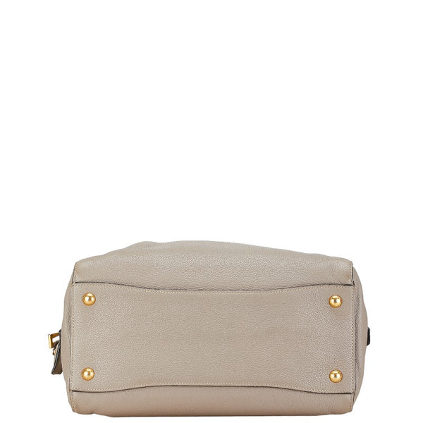 プラダ 三角ロゴプレート ハンドバッグ ショルダーバッグ 2WAY BN2769 グレージュ レザー レディース PRADA 【中古】