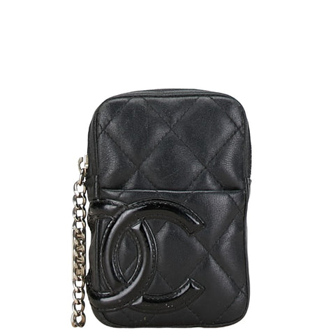 シャネル マトラッセ カンボンライン シガレットケース 小物入れ ブラック レザー レディース CHANEL 【中古】