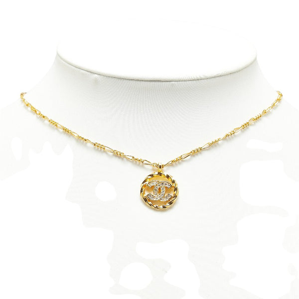 シャネル ココマーク ラインストーン ネックレス ゴールド メッキ レディース CHANEL 【中古】