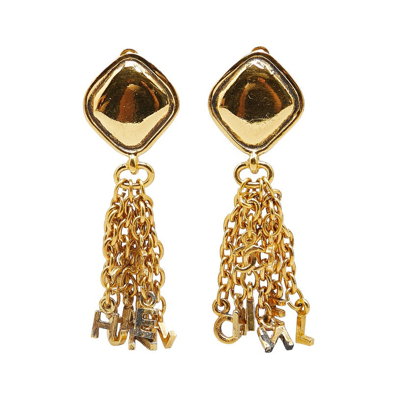 シャネル ココマーク ロゴ フリンジ イヤリング ゴールド メッキ レディース CHANEL 【中古】